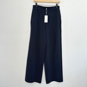 Ninepine Asana Relaxed Straight Pant Women Large 30" Navy Athleisure Travel NWT